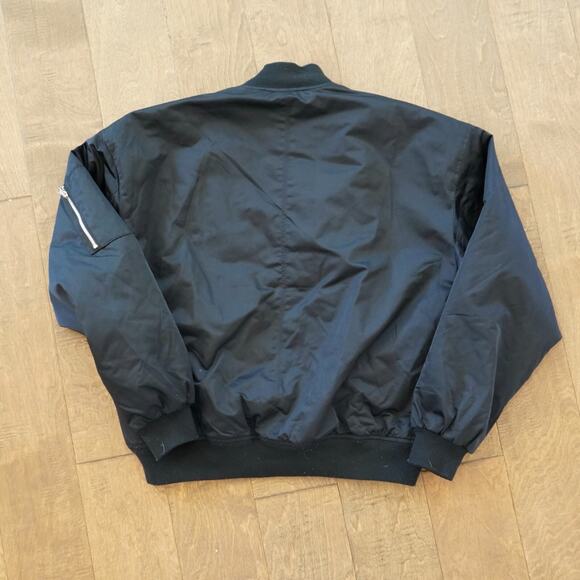 Abercrombie & Fitch Bomber Jacket Mens XS Black Nylon Ribbed Hem & Cuff Full Zip - Picture 6 of 9